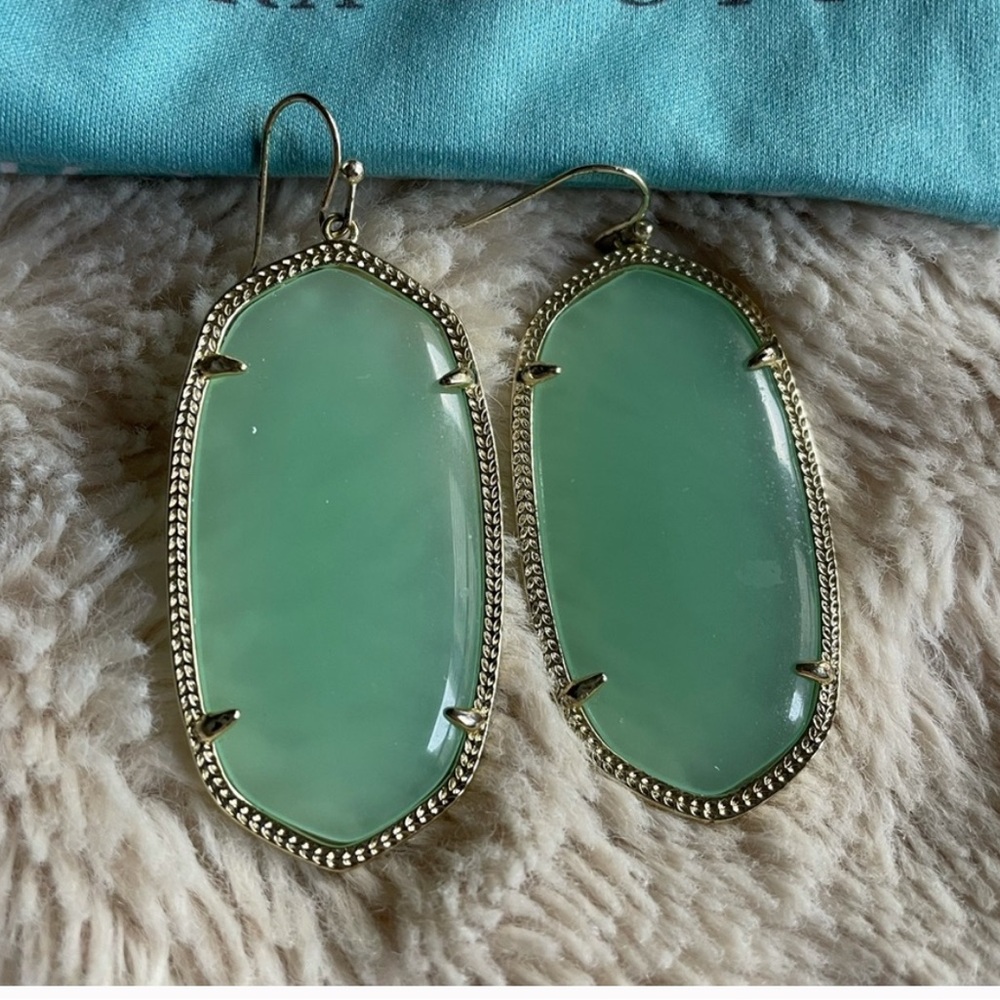 Kendra Scott Danielle Seafoam Green Earrings with Gold Trim